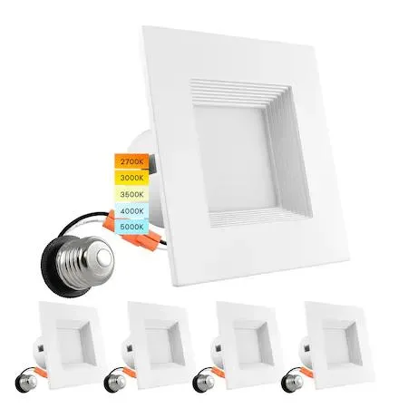 Luxrite Luxrite LR23784 4 Inch Square LED Recessed Lighting 5 CCT Selectable — product photo