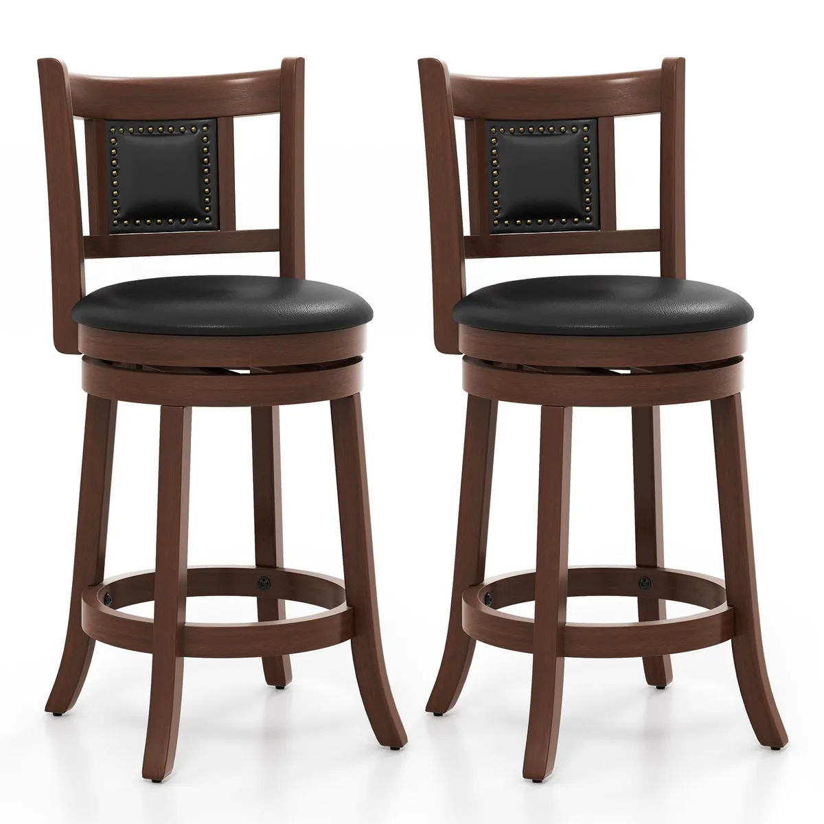 SlickBlue SlickBlue Upholstered Barstools Set of 2 Espresso Black 25.5" Seat Height — product photo