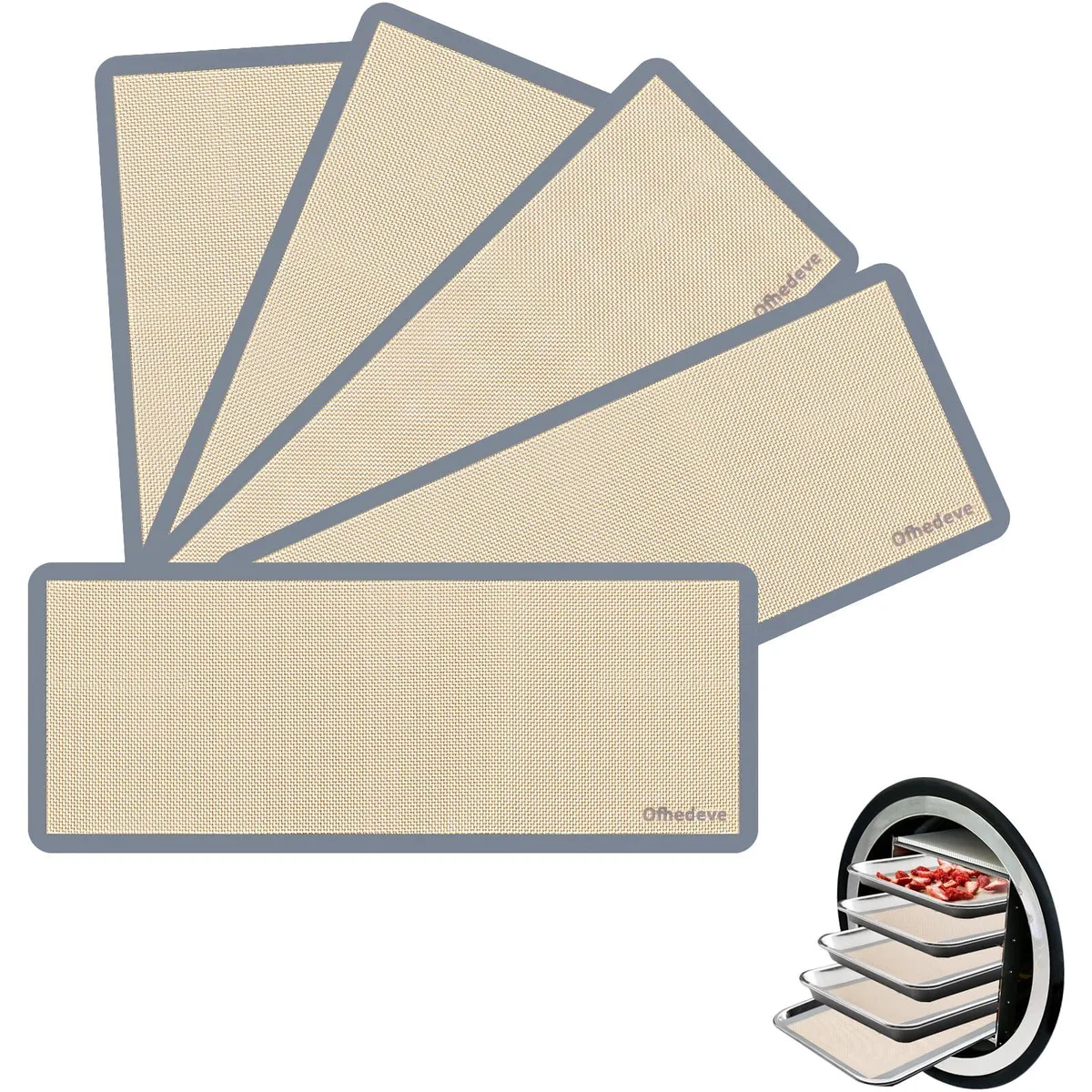 Five gray silicone mats for medium freeze dryer trays