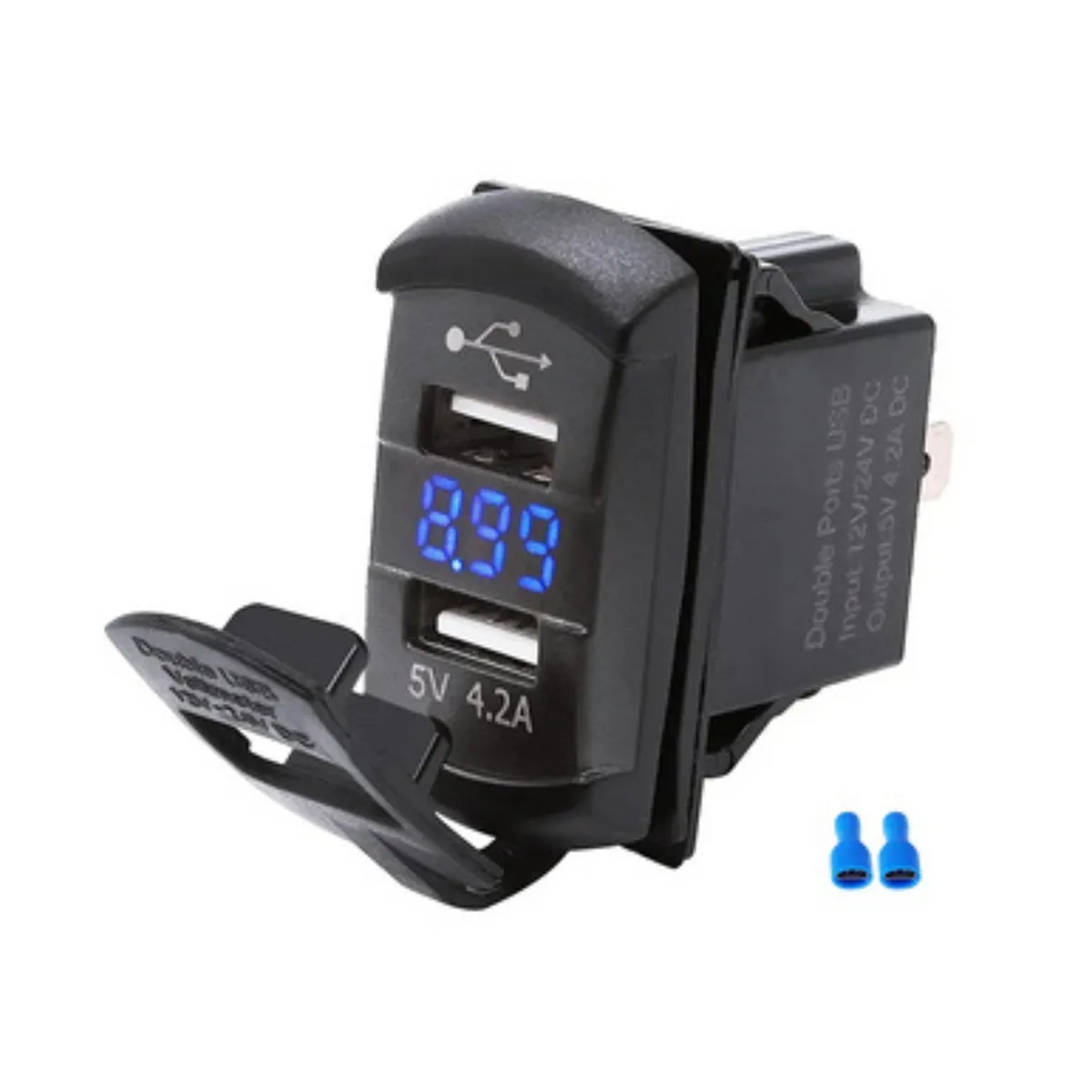 The Perfect Part The Perfect Part Dual USB Charger 12V 24V Blue LED Voltmeter — product photo