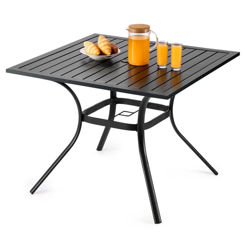 VEVOR VEVOR Outdoor Patio Dining Table 37 in Square Black 1.5 in Umbrella Hole — product photo
