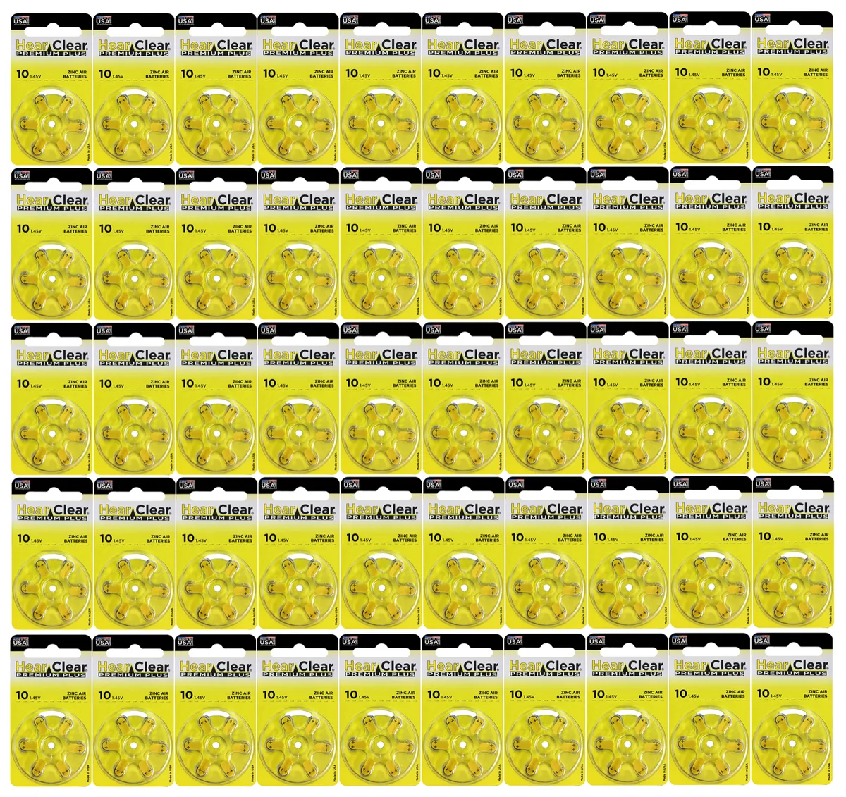 HearClear Battery HearClear Battery Size 10 Zinc Air 1.45V Yellow Tab 300 Pack — product photo