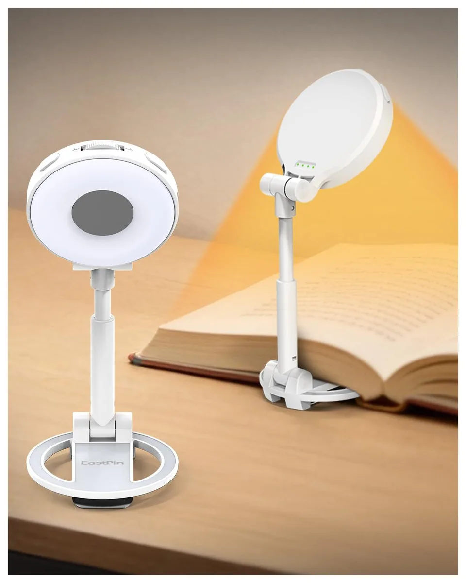 Compact clip-on book light with flexible 13-15.7 cm neck and 18 LEDs