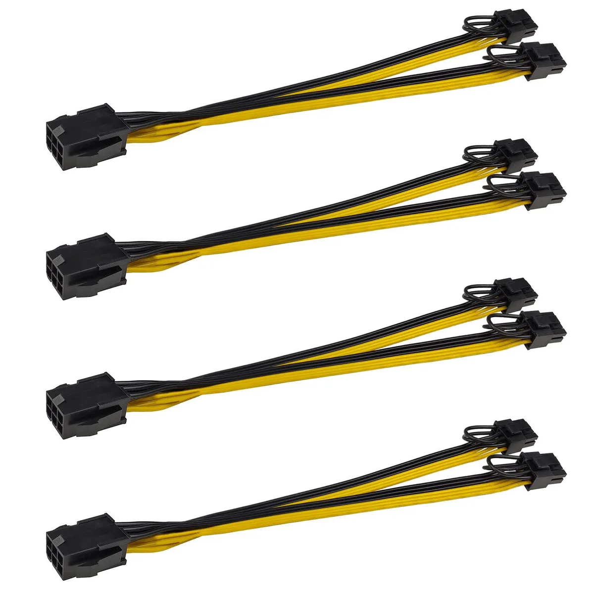 Vszerda Vszerda 4-Pack PCIe 6-Pin Female to Dual 8-Pin (6+2) Male Power Extension Cable 24cm — product photo