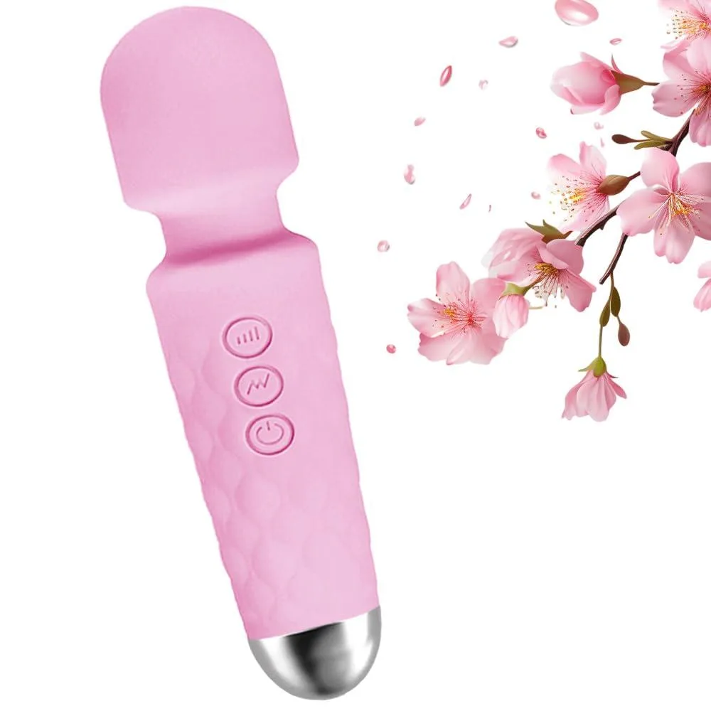 Blue handheld cordless massager with silicone finish