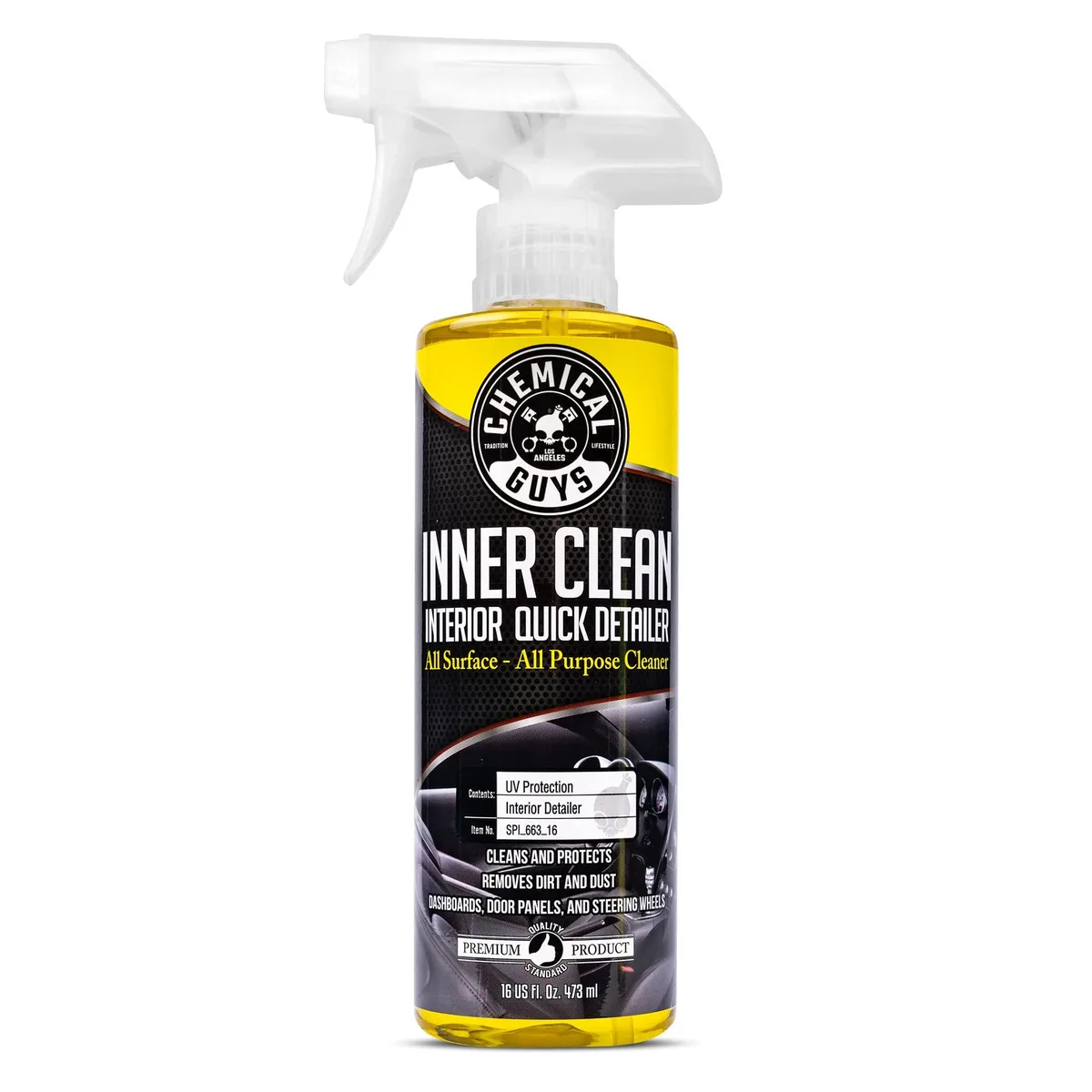 Blue 16 oz spray bottle for interior cleaning, 152 by 66 mm