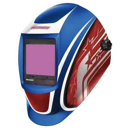 Blue red white auto darkening welding helmet nylon shell 26 cm wide