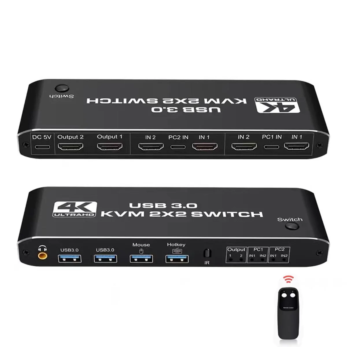 VINTMAR VINTMAR HDMI KVM Switch Dual Screen 2 Monitors 2 Computers 4K@60Hz USB3.0 — product photo