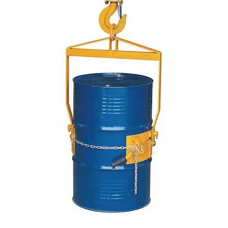 Yellow steel vertical drum lifter, hook style, 800 lb capacity