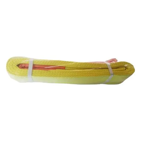 Orange polyester flat sling with reinforced loop ends, 2-ply construction