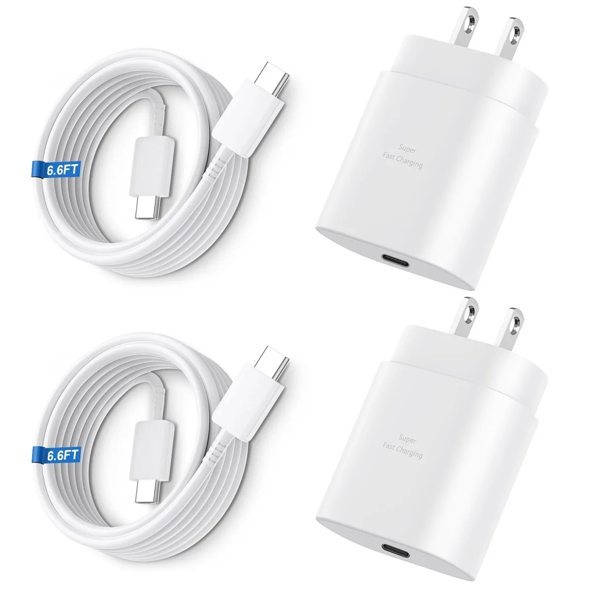 KEHIPI KEHIPI 25W USB-C Wall Charger 2-Pack with 6.6FT Cables — product photo
