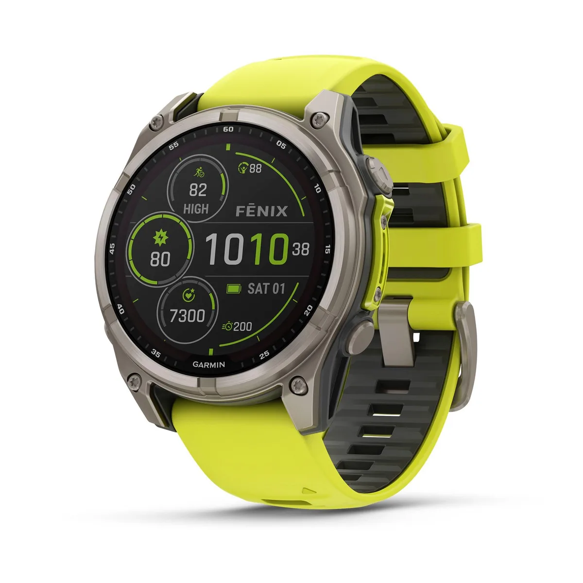 Garmin Garmin fenix 8 47 mm Solar Sapphire Titanium Yellow Band — product photo