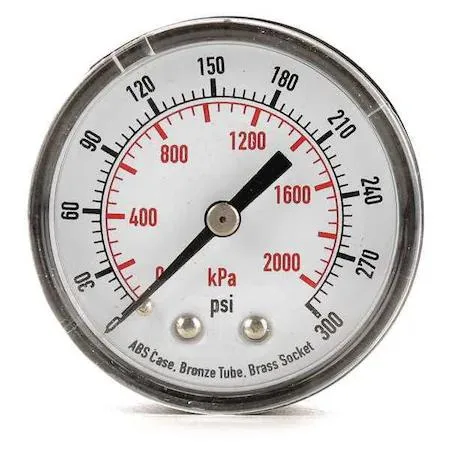 Value Brand Value Brand Pressure Gauge Commercial 0 to 300 psi 2 in Dial Acrylic — product photo