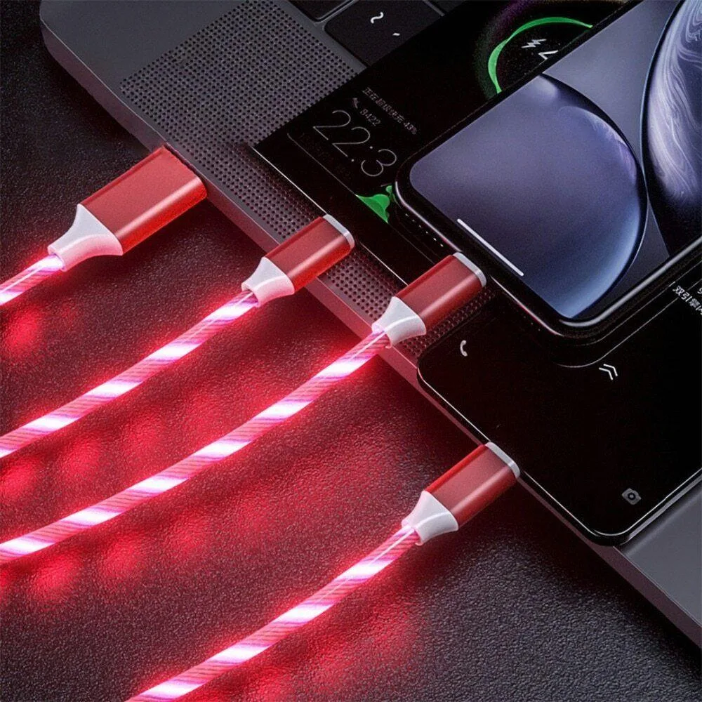 The Perfect Part The Perfect Part 3-in-1 LED Lightning Cable Red — product photo