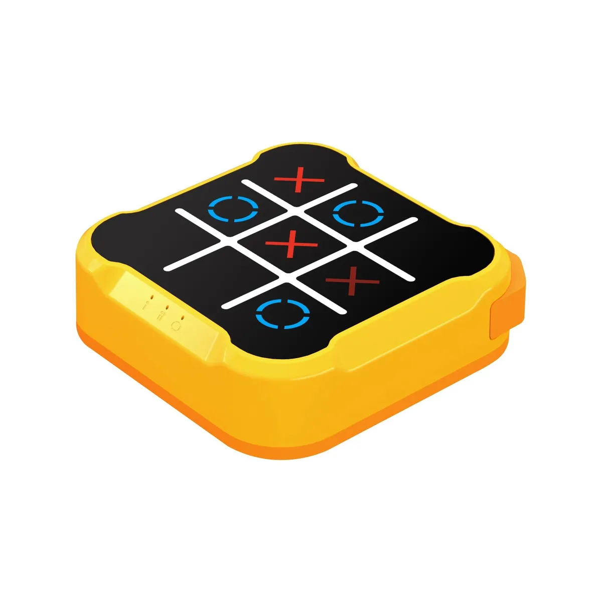 Yellow-orange handheld Tic Tac Toe Bolt Game console with grid buttons