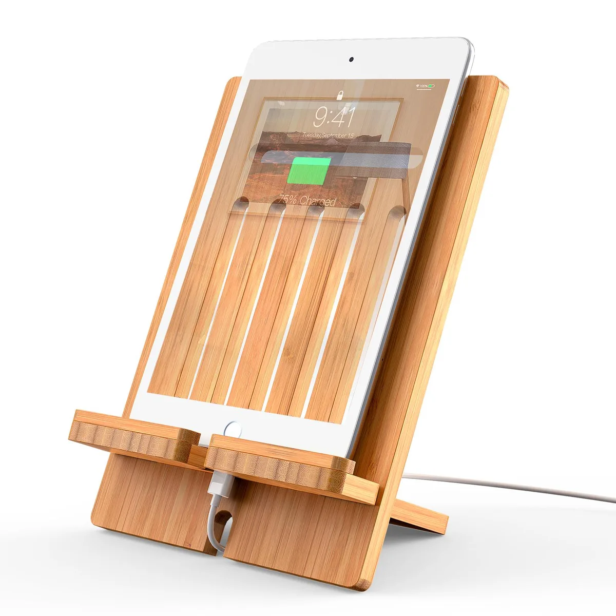 BambuMate BambuMate Natural Bamboo Phone Mount 4-13 Inch Adjustable — product photo