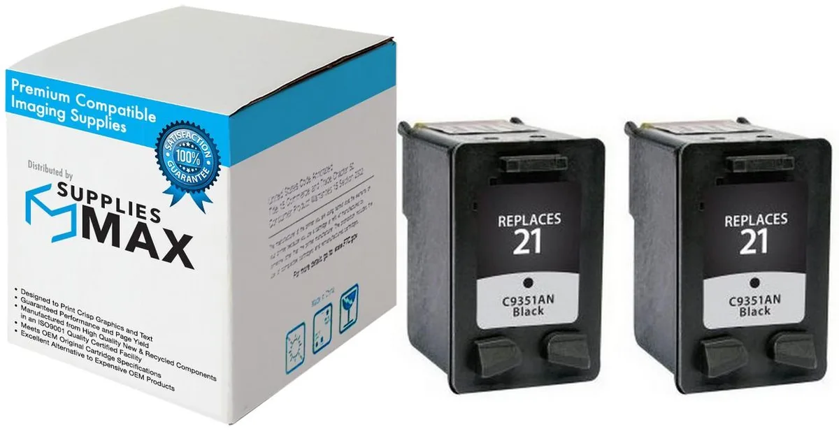 SuppliesMax SuppliesMax HP 21 Black Inkjet Cartridge 2-Pack 190 Pages — product photo