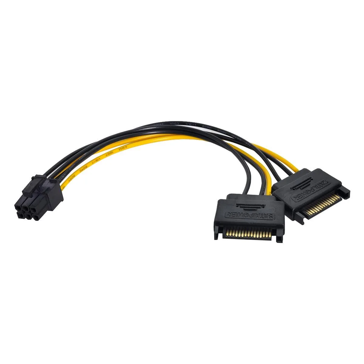  CY HX-SA-117 Dual SATA 15Pin to PCIe 6Pin internal power cable — product photo