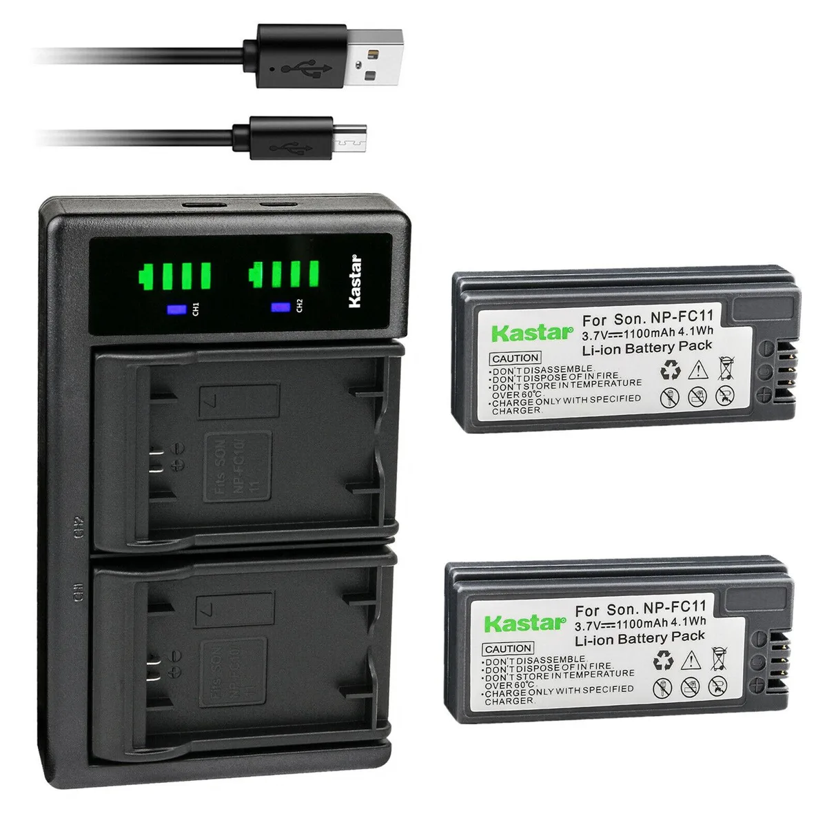 Kastar Kastar NP-FC11 2-pack battery &amp; LTD2 USB charger — product photo
