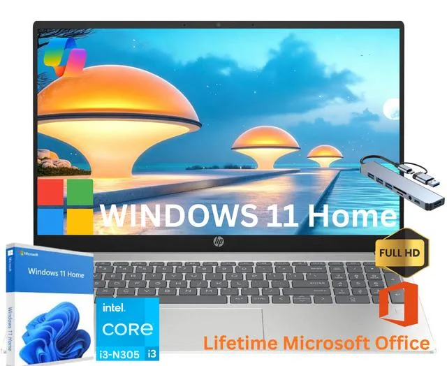 HP HP 15.6 laptop i3-N305 16GB 1TB SSD Windows 11 Home Silver — product photo