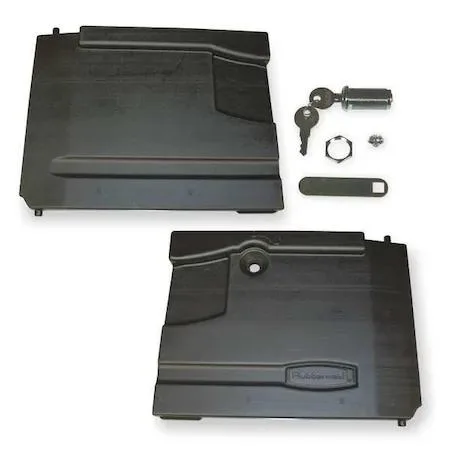Black door kit with two doors, lock, keys and hardware, 12 by 16 by 3 inches