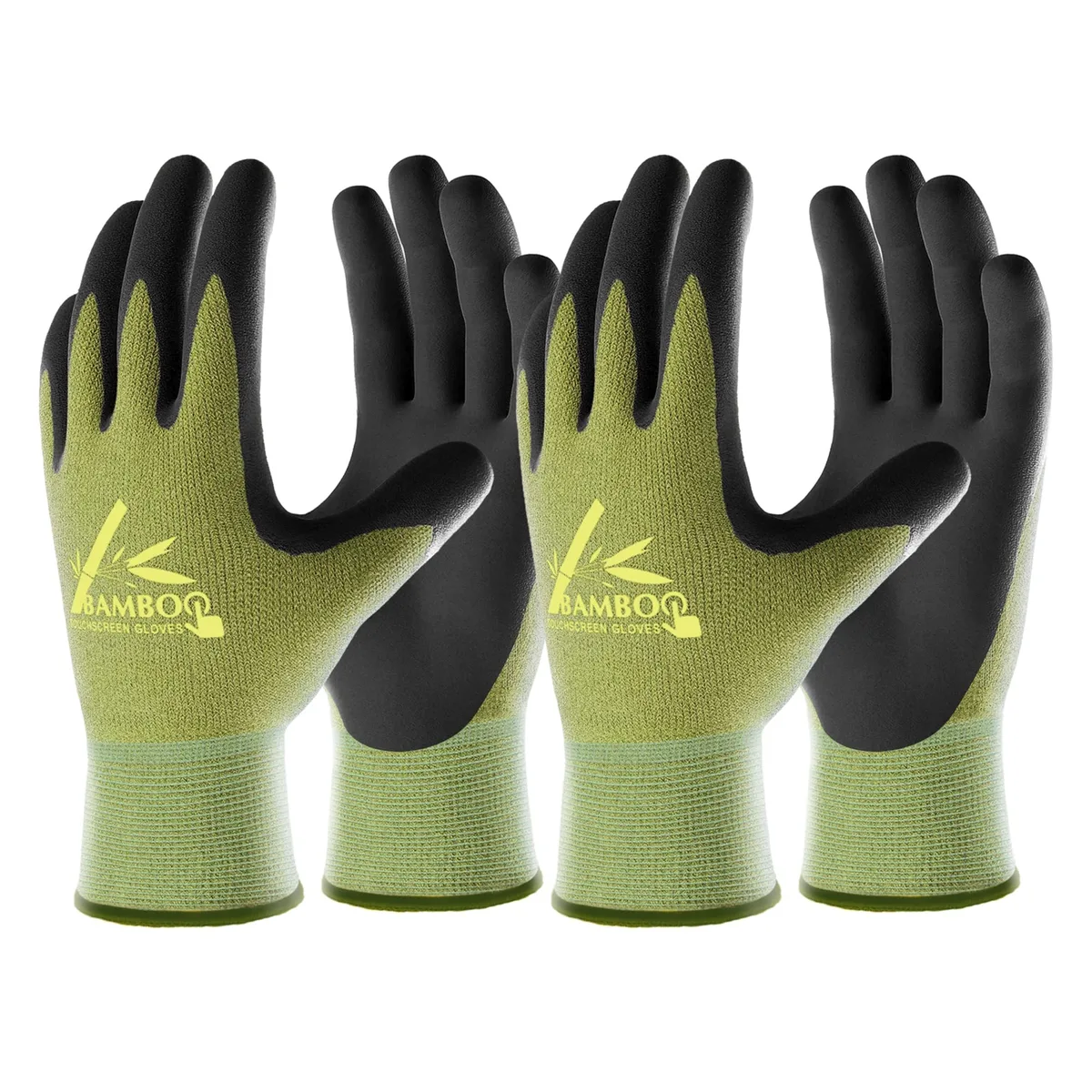  COOLJOB Bamboo Nitrile Gardening Gloves Touchscreen Large 2 Pairs — product photo