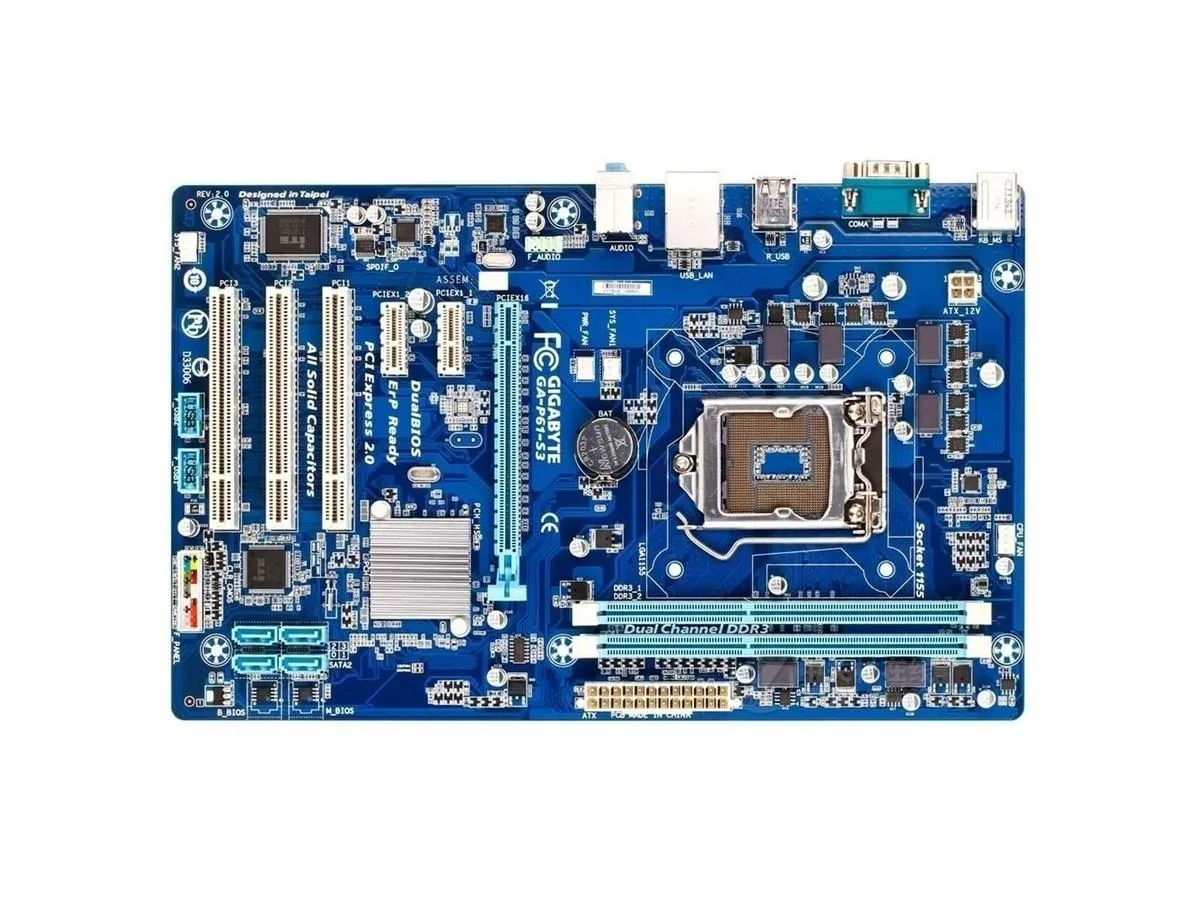 GIGABYTE GIGABYTE GA-P61-S3 rev.2.0 LGA 1155 Intel H61 DDR3 16GB ATX Intel motherboard — product photo