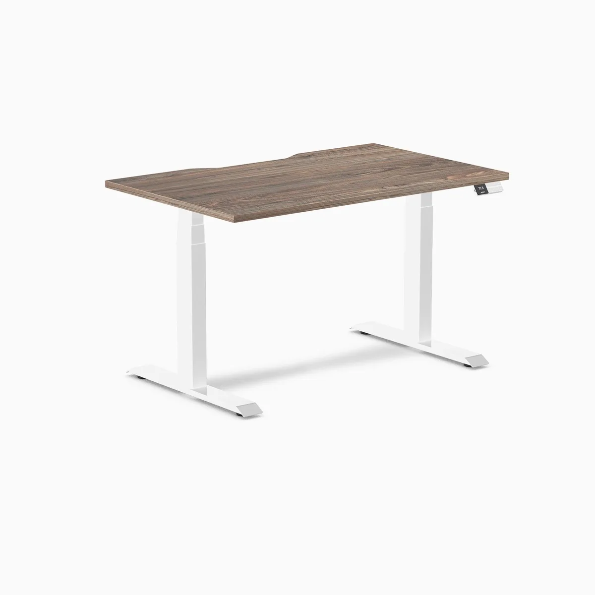 Desky Desky Dual Scalloped Laminate Sit Stand Desk Natural Walnut White 47.2 x 29.5 in — product photo