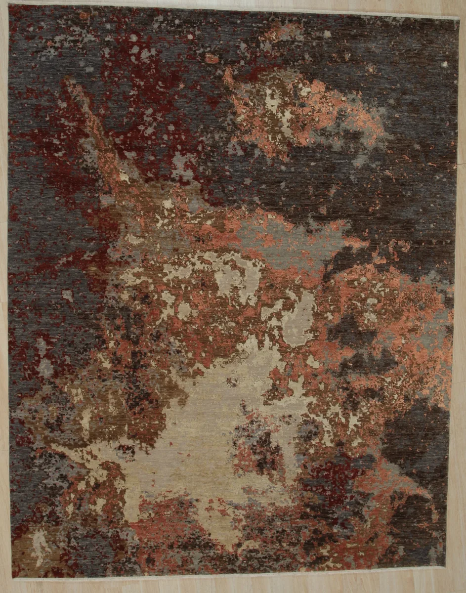 EORC EORC Hand Knotted Wool Charcoal Abstract Area Rug 8' x 10 — product photo