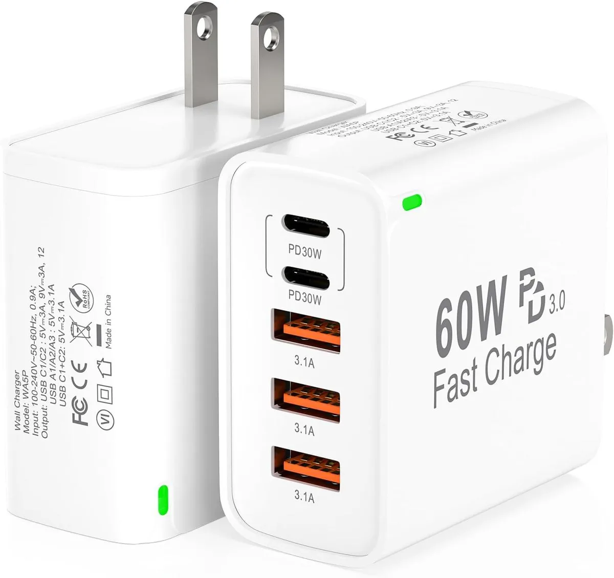 ONITOON ONITOON 60W 5-Port USB-C Wall Charger 2-Pack — product photo