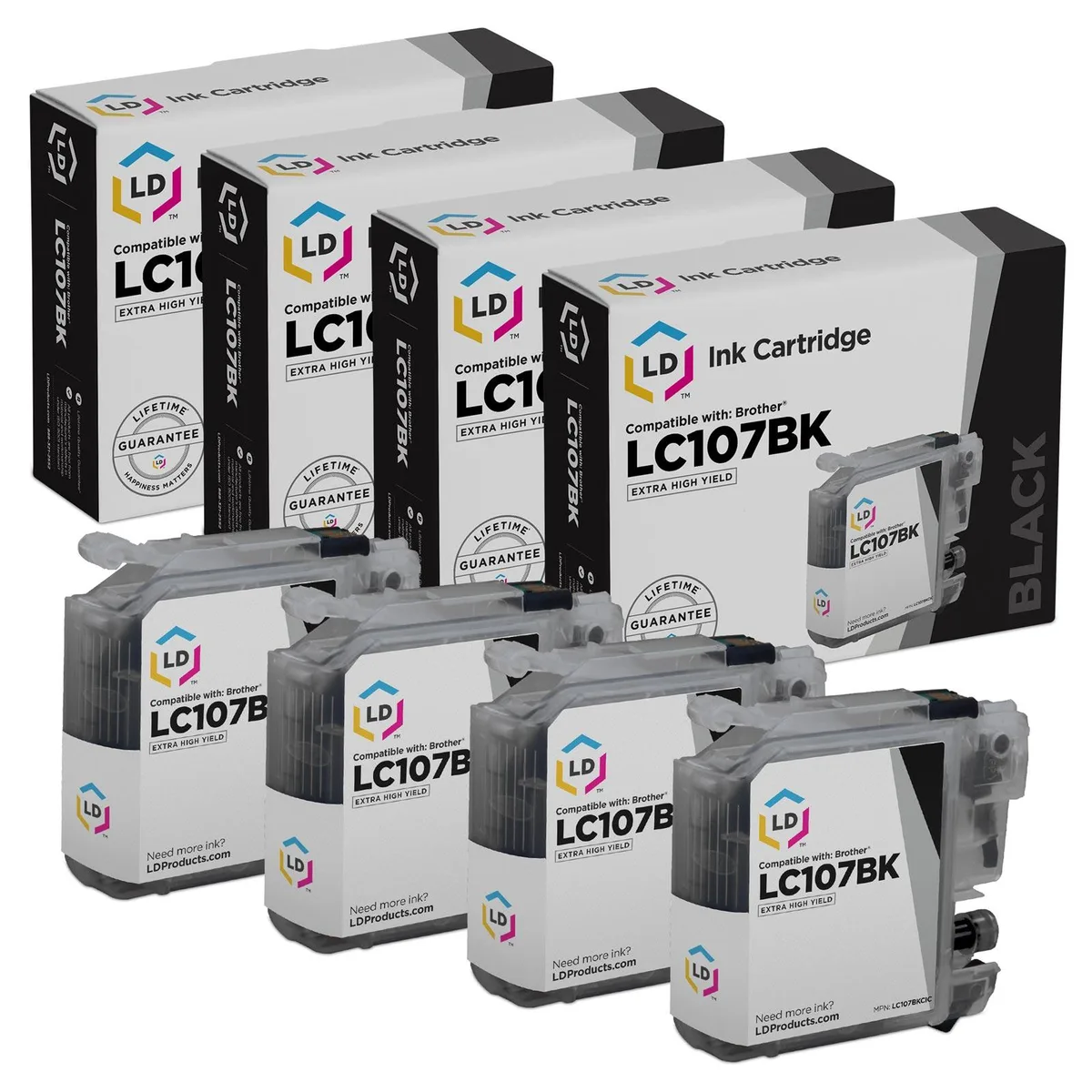 LD Products LD Products Compatible Ink Cartridge Brother LC107BK Black 1200 Pages 4-Pack — product photo