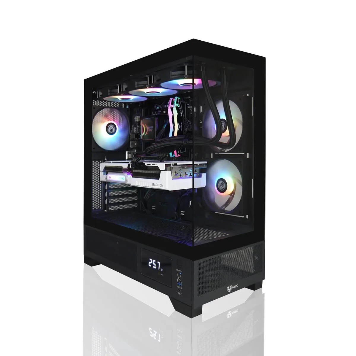 AVGPC AVGPC AV-WW-R7-9070XT-B gaming PC Ryzen 7 9700X Radeon RX 9070 XT 32GB DDR5 6000MHz 1TB NVME — product photo