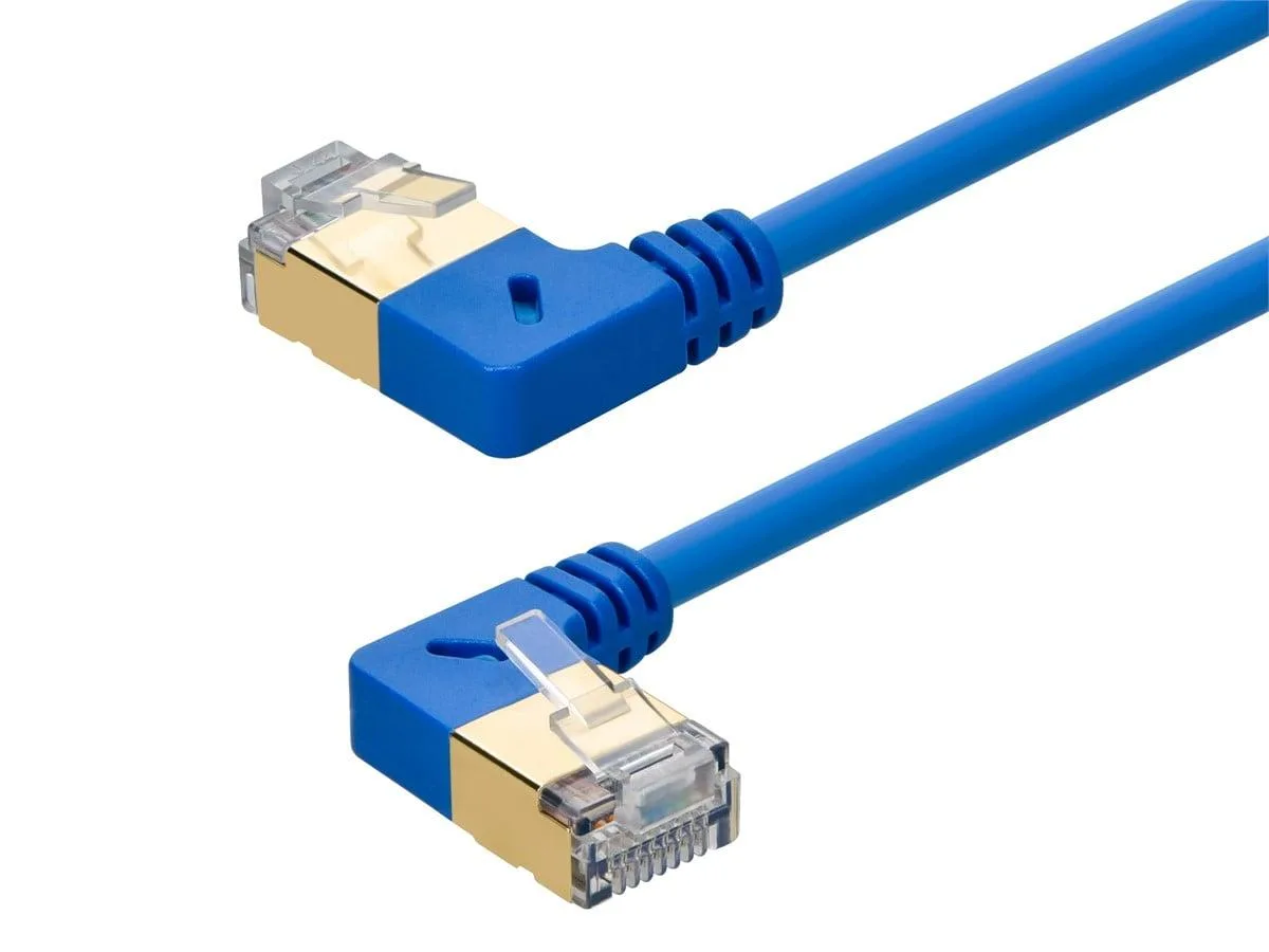 Monoprice Inc. Monoprice Inc. 131016 network ethernet cable Cat6A S/STP 1ft 90° 36AWG Blue — product photo
