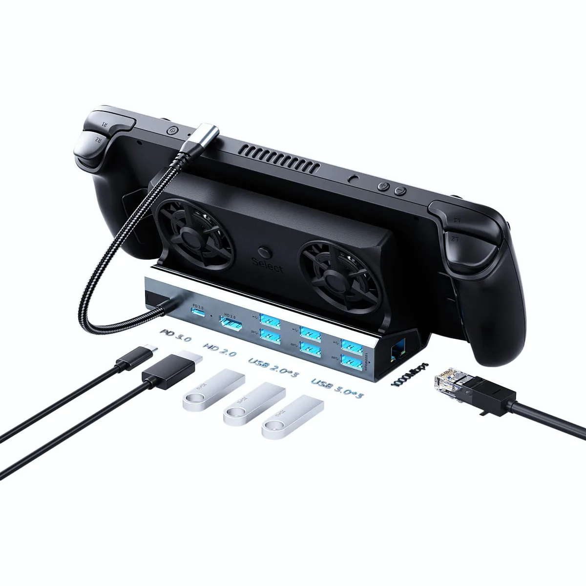 KEHIPI KEHIPI V262B 9-in-1 Docking Station with Dual Fans — product photo