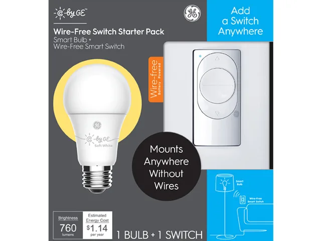GE Lighting GE Lighting 93125623 A19 Smart Bulb 760lm 2700K + Dimmer Switch — product photo