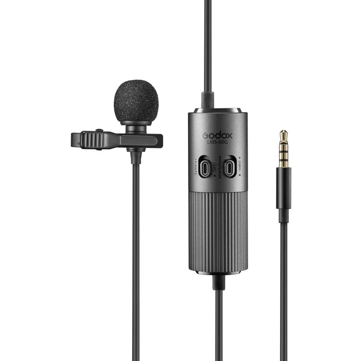 Godox Photo Equipment Co. Ltd Godox LMS-60G Lavalier Microphone Omnidirectional 3.5 mm TRRS 19.7 ft cable adjustable gain — product photo