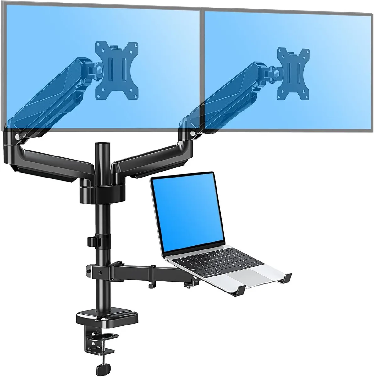 PISKEKAT PISKEKAT Mounting Rack Dual Monitor Laptop Stand 27in 17.6lb — product photo