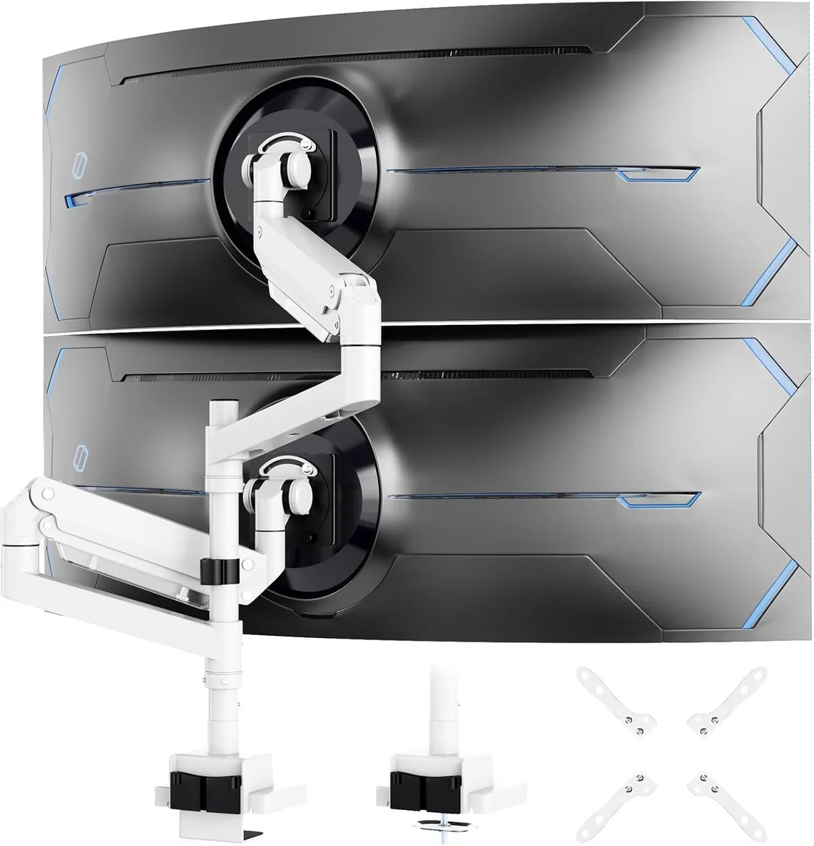 BFKK BFKK 24-57" Dual Vertical Monitor Arm White 59.4 lbs — product photo