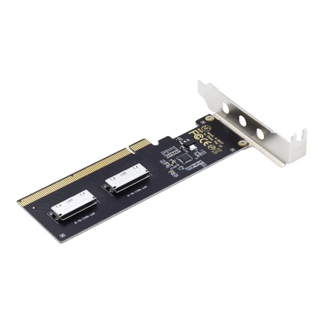 Vszerda Vszerda Oculink to PCIe 4.0 x16 Adapter 2 Port SFF-8611/8612 8i Expansion Card with 8cm/12cm Bracket — product photo