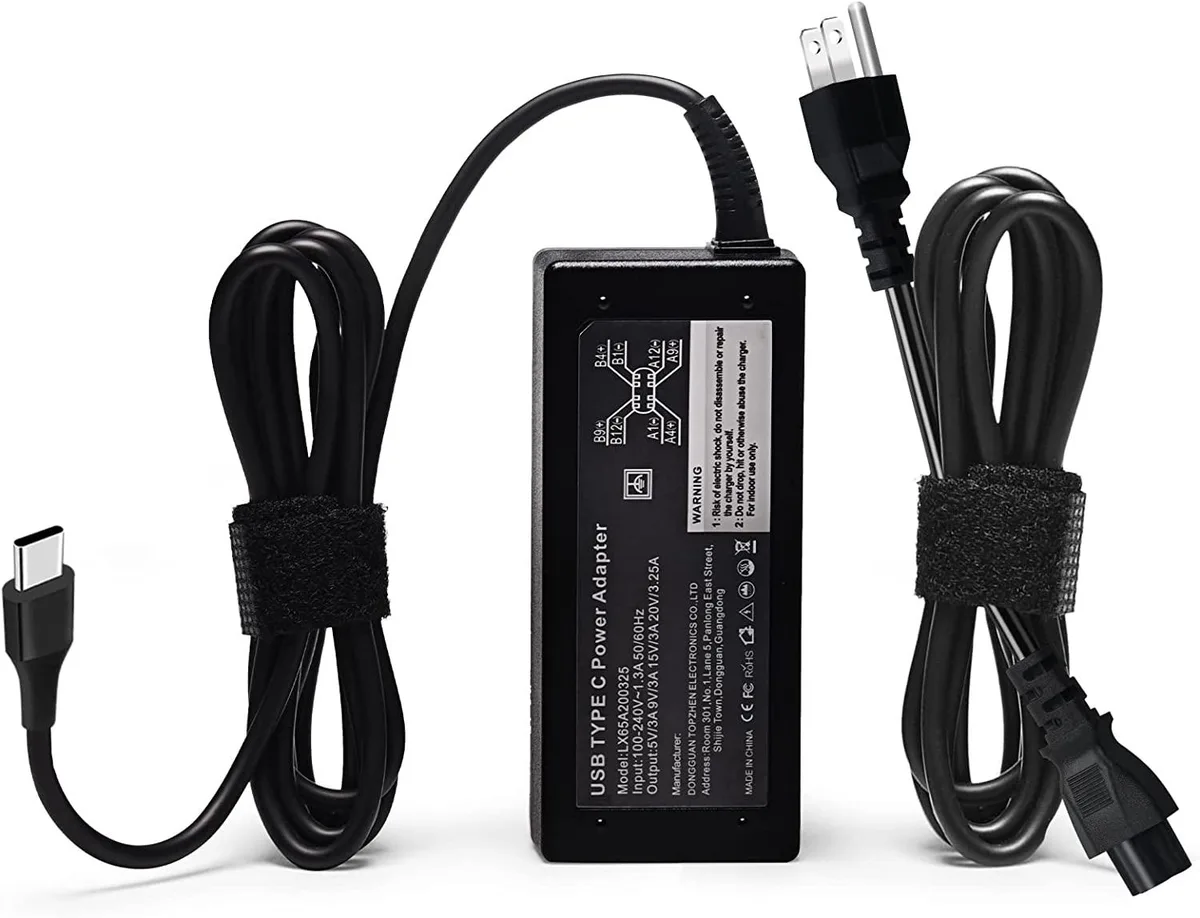 GCROWN GCROWN 65W USB-C AC Adapter for Dell Chromebook 3100 3300 3500 5190 2-in-1 Latitude 5300 5400 7200 7300 7400 — product photo