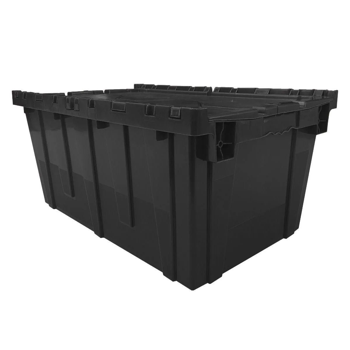 UBMOVE UBMOVE Storage and Packing Plastic Tote Crate Attached Lid Flip Top 27x17x12 mailing supply — product photo