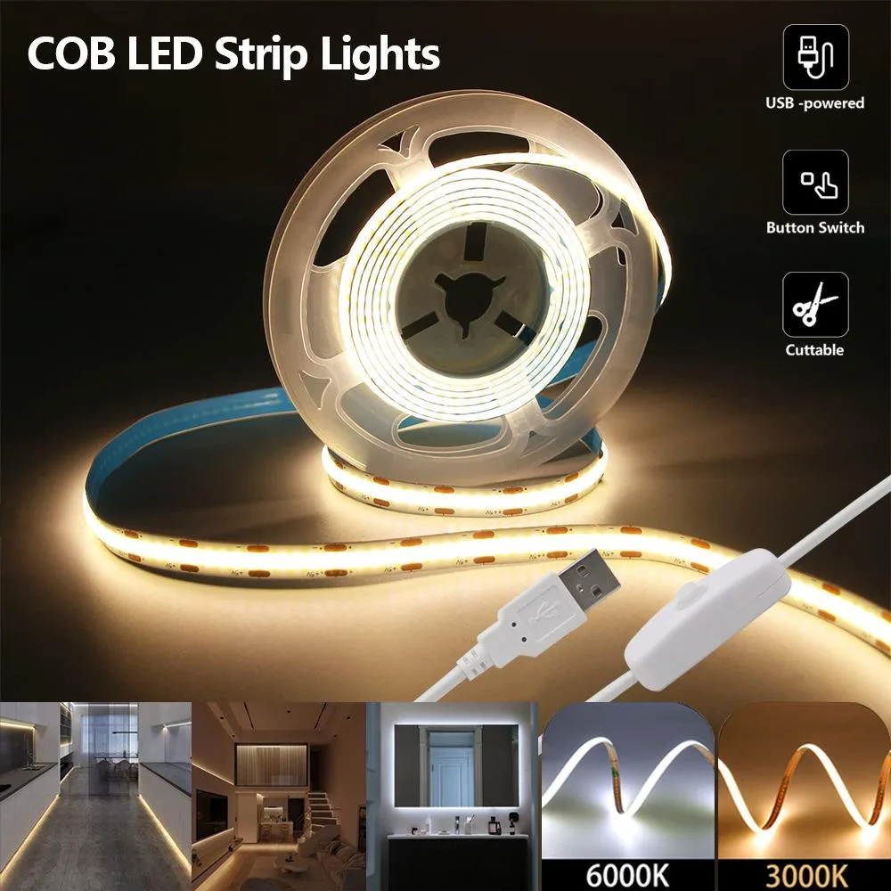 OmaiLighting OmaiLighting 5V COB LED Strip Light 16.4ft Cool White — product photo