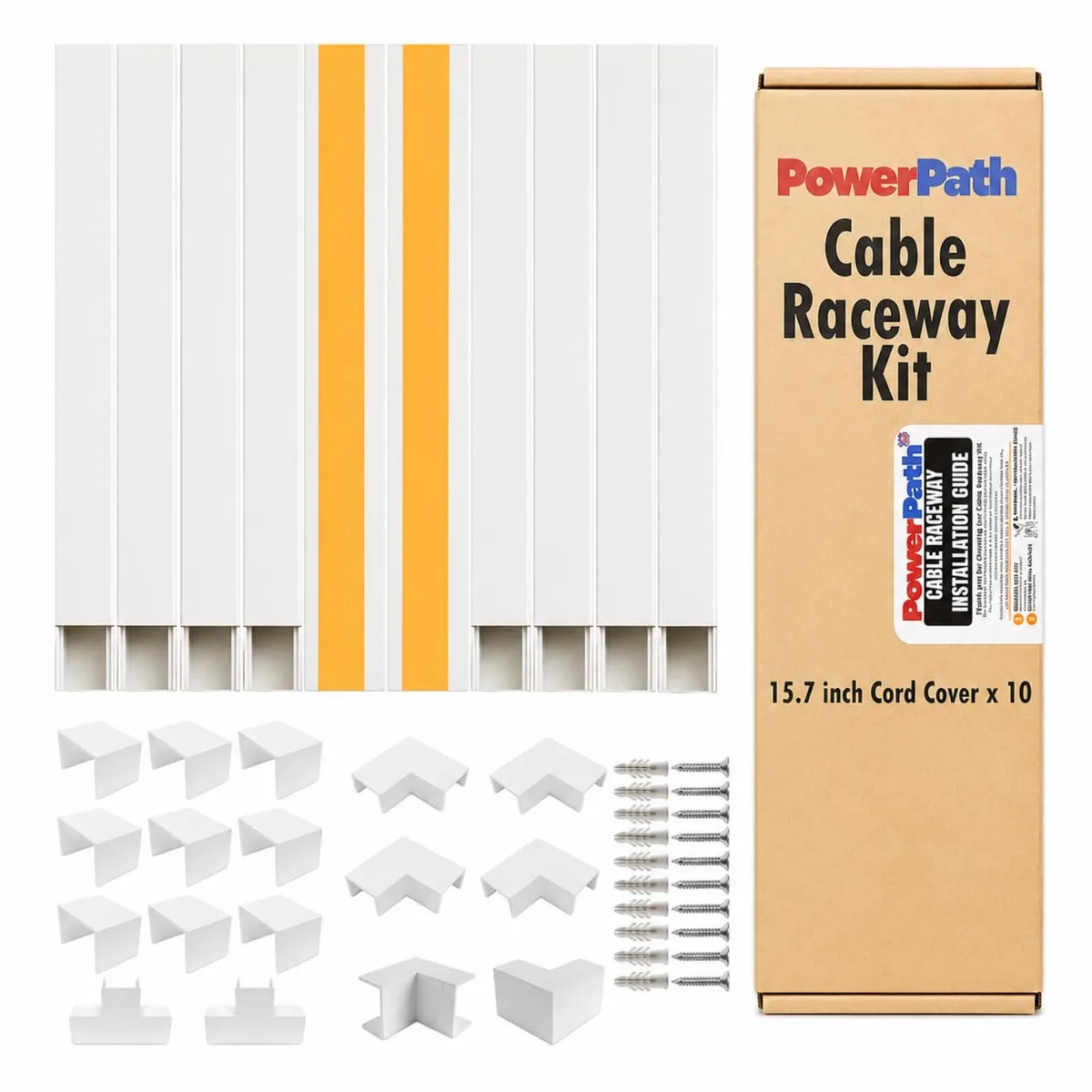 PowerPath White Screw-In Cable Raceway Kit 157in 10 Pcs — product photo