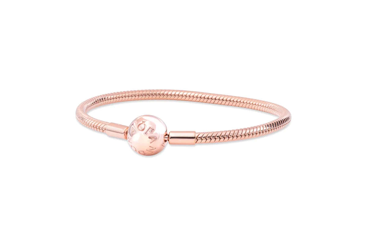 PANDORA Rose smooth snake-chain bracelet with clasp