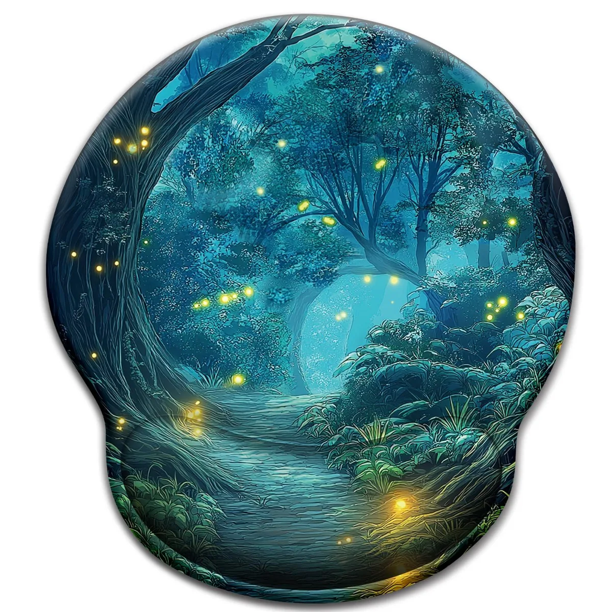 KEHIPI KEHIPI Firefly Forest Mouse Pad with Wrist Rest 9.8 x 8.6 in 7 mm thick 20 mm wrist support — product photo