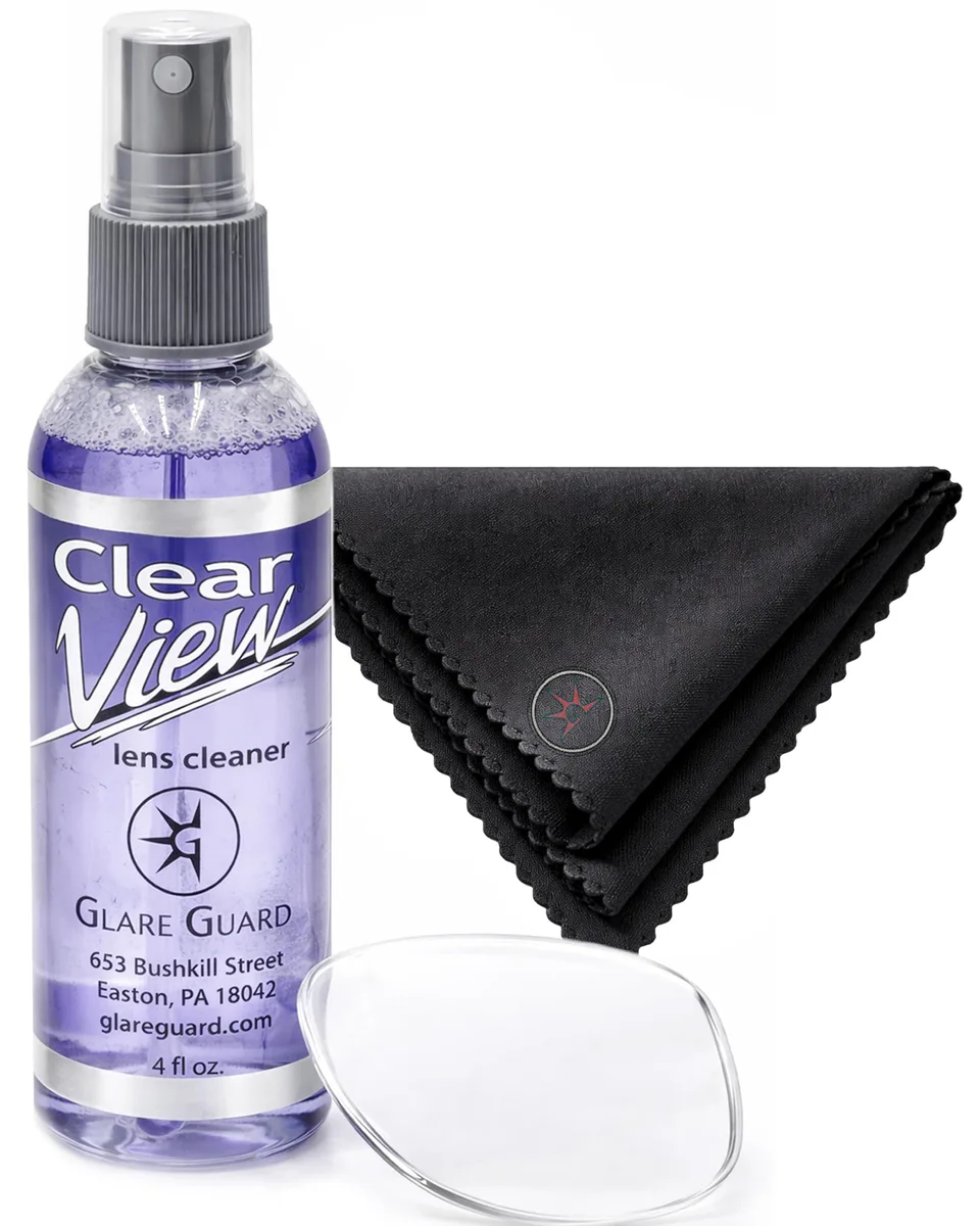 4 oz spray bottle and microfiber cloth in sleek platinum packaging