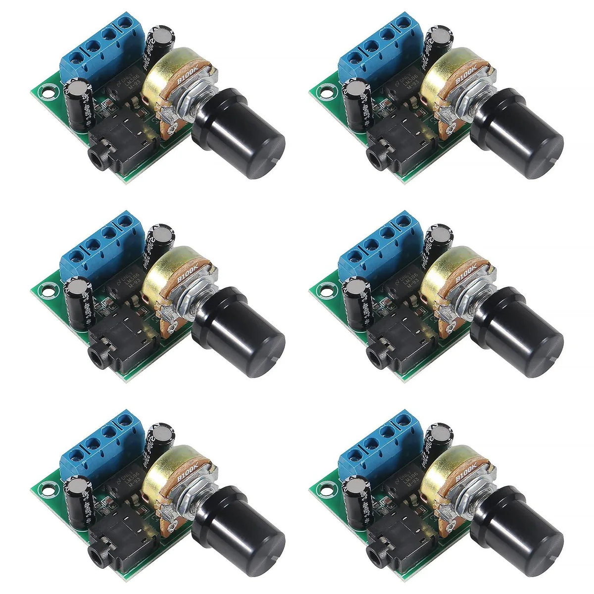  Coliao LM386 Live Sound Amplifier Module 0.5W-10W DC 3-12V 3.5MM Pack of 6 — product photo