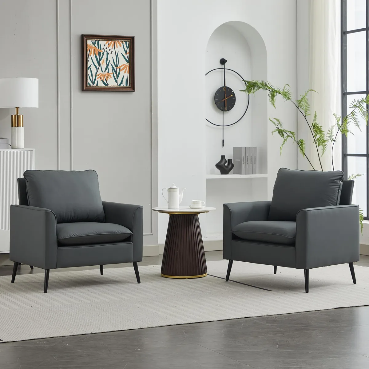 tuphen tuphen Cat Paw Leather Sofa 2PC Light Gray — product photo