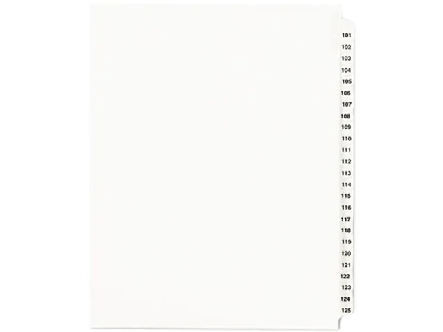 Avery Avery 01334 Standard Collated Legal Dividers, 101-125 Tab Set, 25 Tabs, 8-1/2" x 11 — product photo
