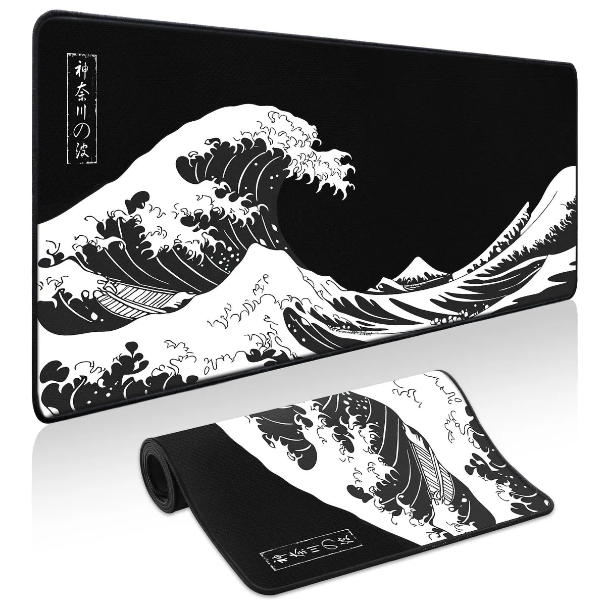  Yuhijoy Kanagawa Desk Mat Black Wave 31.5" x 11.8 — product photo